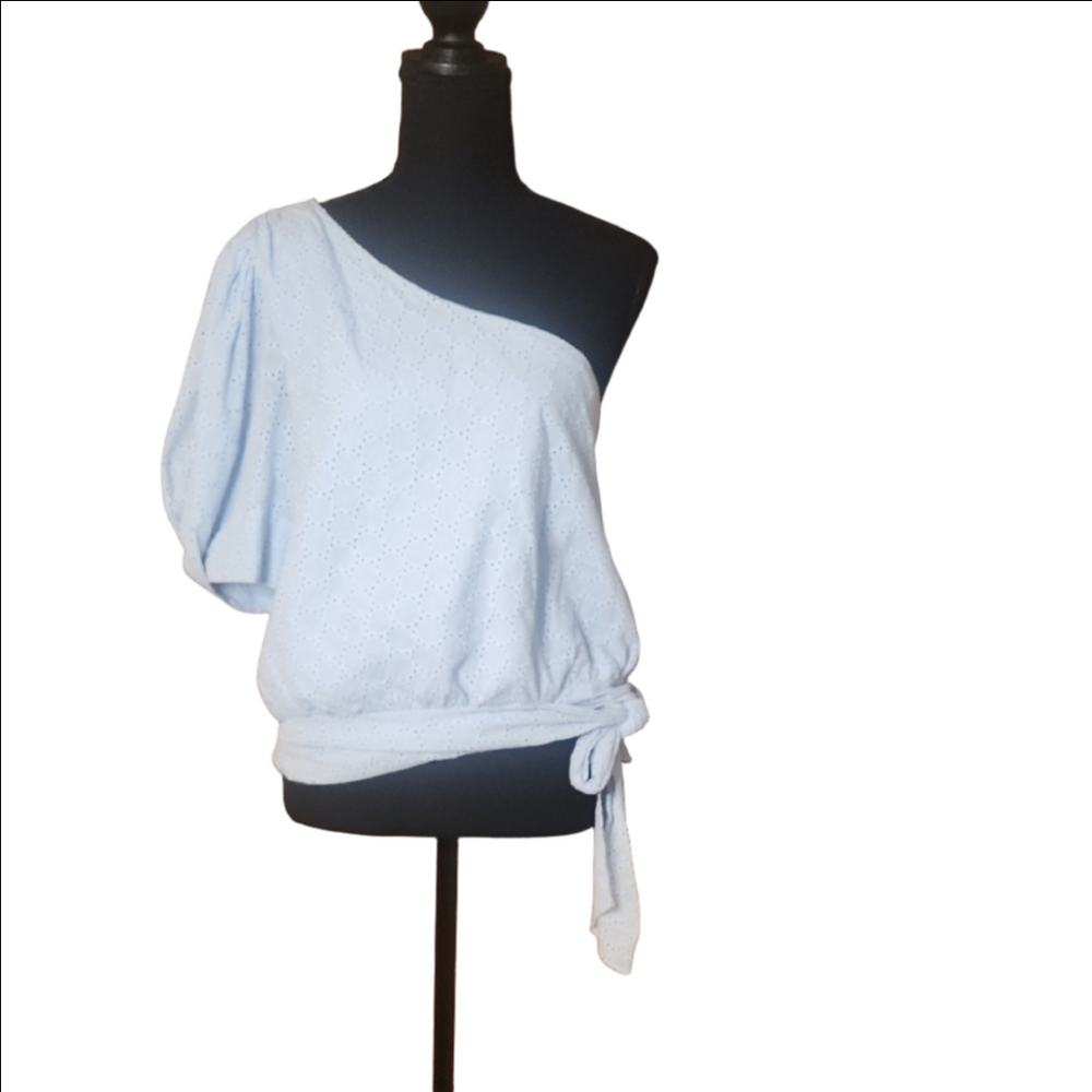 NWT DO+BE Asymmetrical Tie Front Blouse, size Large